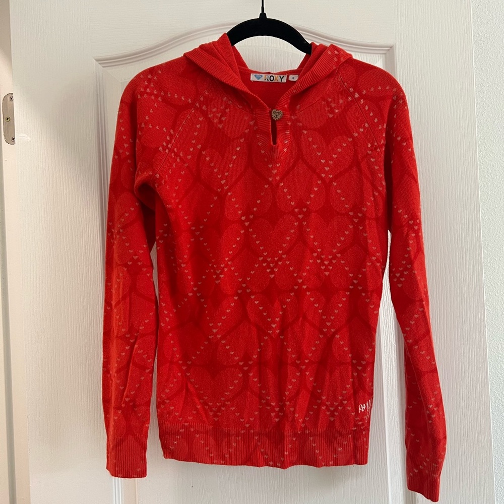 Roxy Hearts Hooded Sweater SZ S